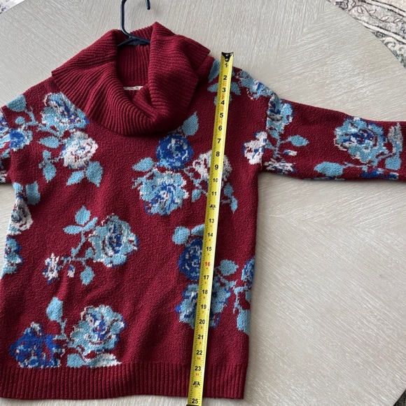 The Pioneer Woman Burgundy Floral Cowl Neck Sweater Small  A048 - Picture 8 of 9